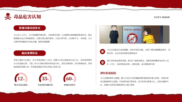 红色商务国际禁毒日宣传主题班会PPT模板