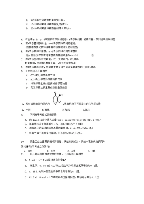 高考理综模拟试题试卷4