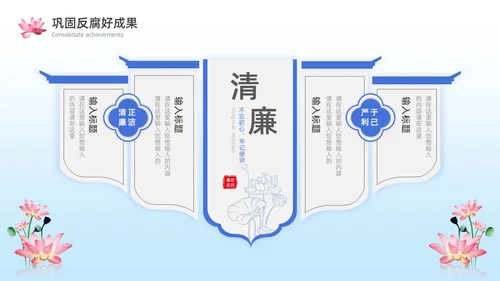 蓝色水彩风廉政文化PPT模板廉洁