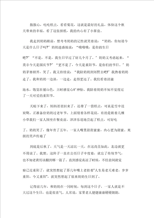 关于重阳节的作文800字集合6篇范文精选