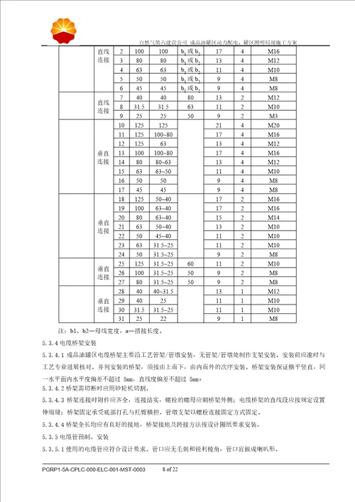 成品油罐区动力配电、罐区照明部分施工方案