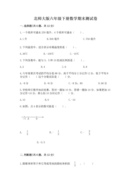 北师大版六年级下册数学期末测试卷含答案【精练】.docx