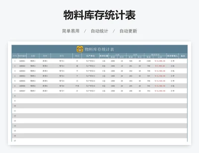 物料库存统计表