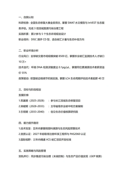 大学生职业生涯规划书(农业资源与环境专业)