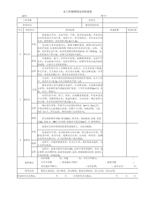 HSE检查表范本