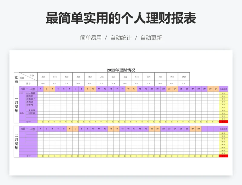 最简单实用的个人理财报表