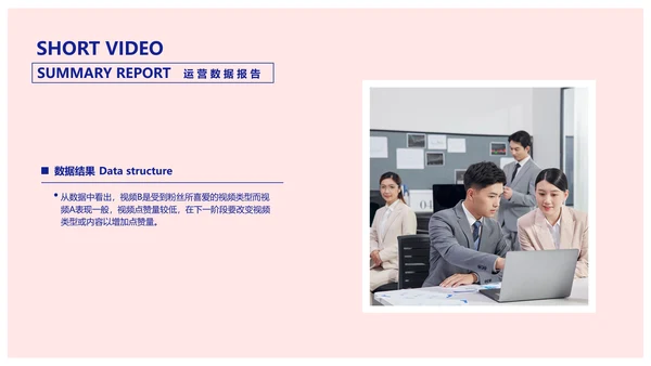 简约风粉色短视频运营数据报告PPT