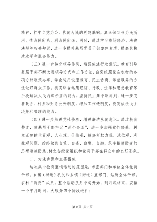 关于深入学习十六届三中全会精神开展基层干部作风集中教育整顿活动的意见.docx