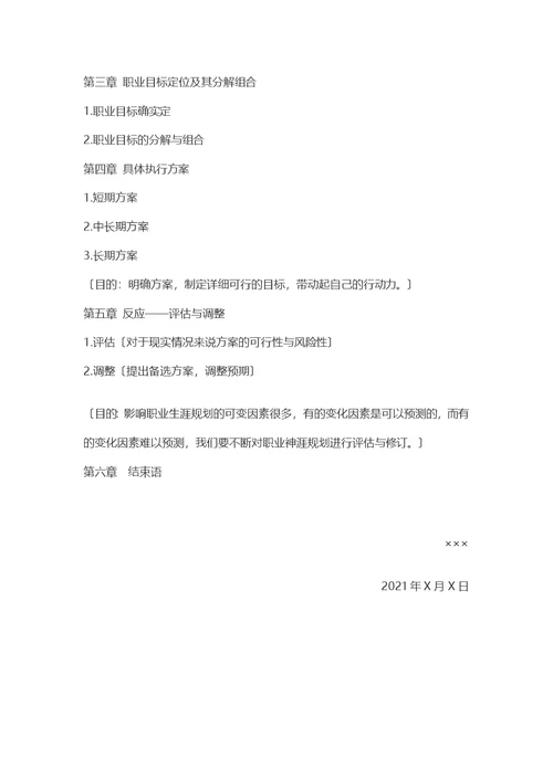 职业生涯规划书模板