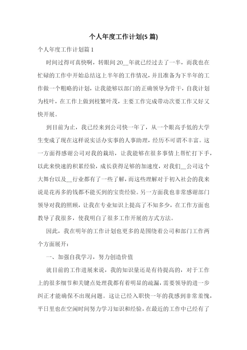 个人年度工作计划(5篇).docx