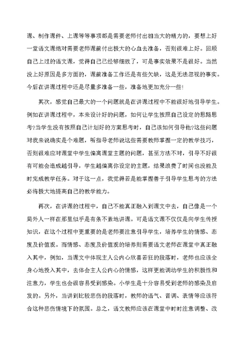 小学教师实习工作体会总结范文