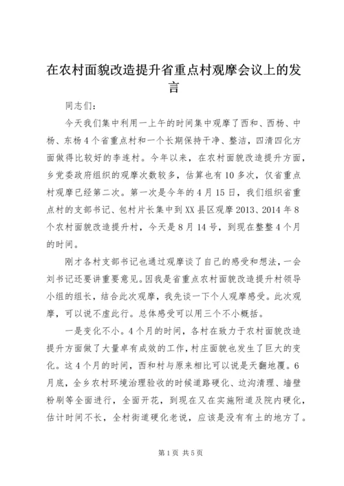 在农村面貌改造提升省重点村观摩会议上的发言.docx