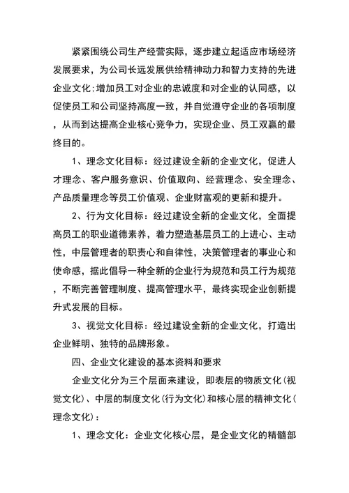 企业文化建设计划