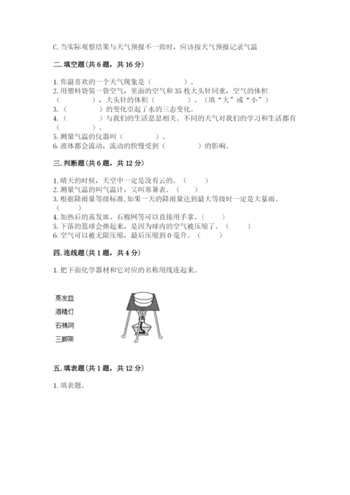 教科版三年级上册科学期末测试卷（考点提分）.docx