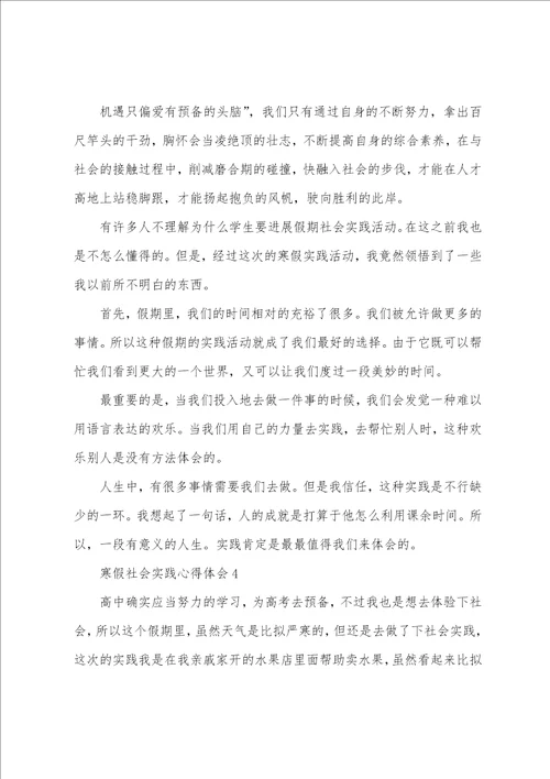 寒假社会实践个人心得体会五篇