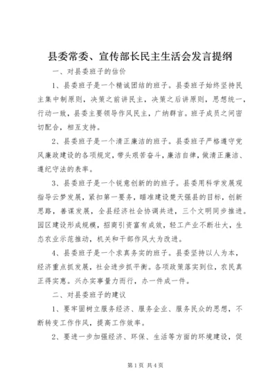 县委常委、宣传部长民主生活会发言提纲 (5).docx