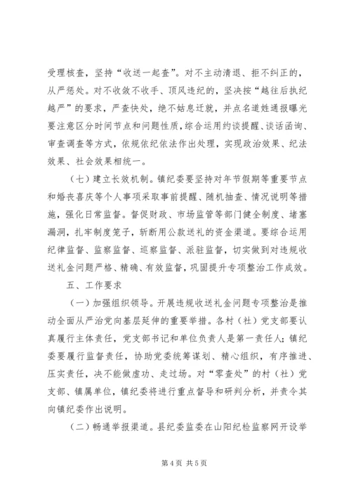 集中开展违规收送礼金问题专项整治实施方案.docx