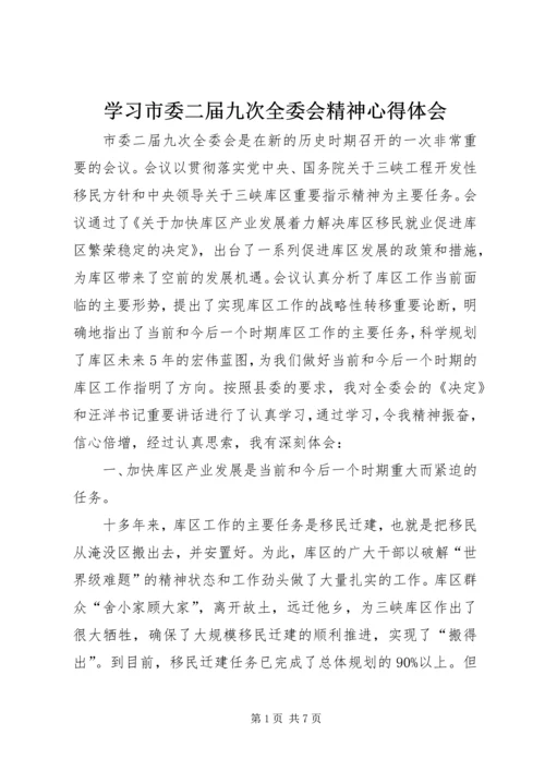 学习市委二届九次全委会精神心得体会 (5).docx