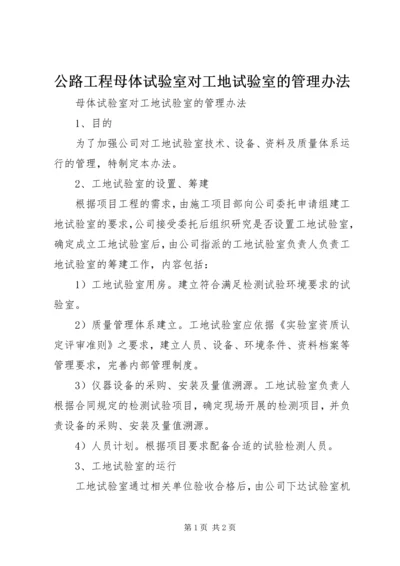 公路工程母体试验室对工地试验室的管理办法 (2).docx