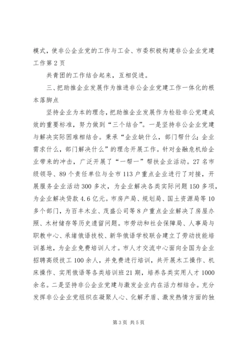 市委积极构建非公企业党建工作.docx