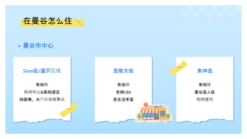 黄蓝色贴纸风泰国旅游攻略