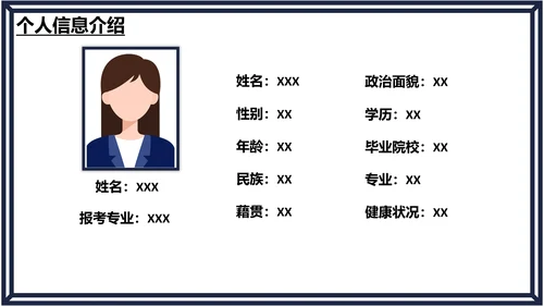 研究生复试面试个人简历介绍通用PPT模版