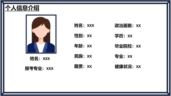 研究生复试面试个人简历介绍通用PPT模版