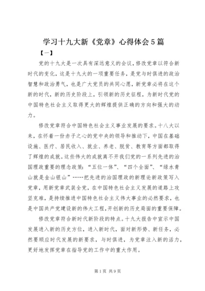 学习十九大新《党章》心得体会5篇.docx