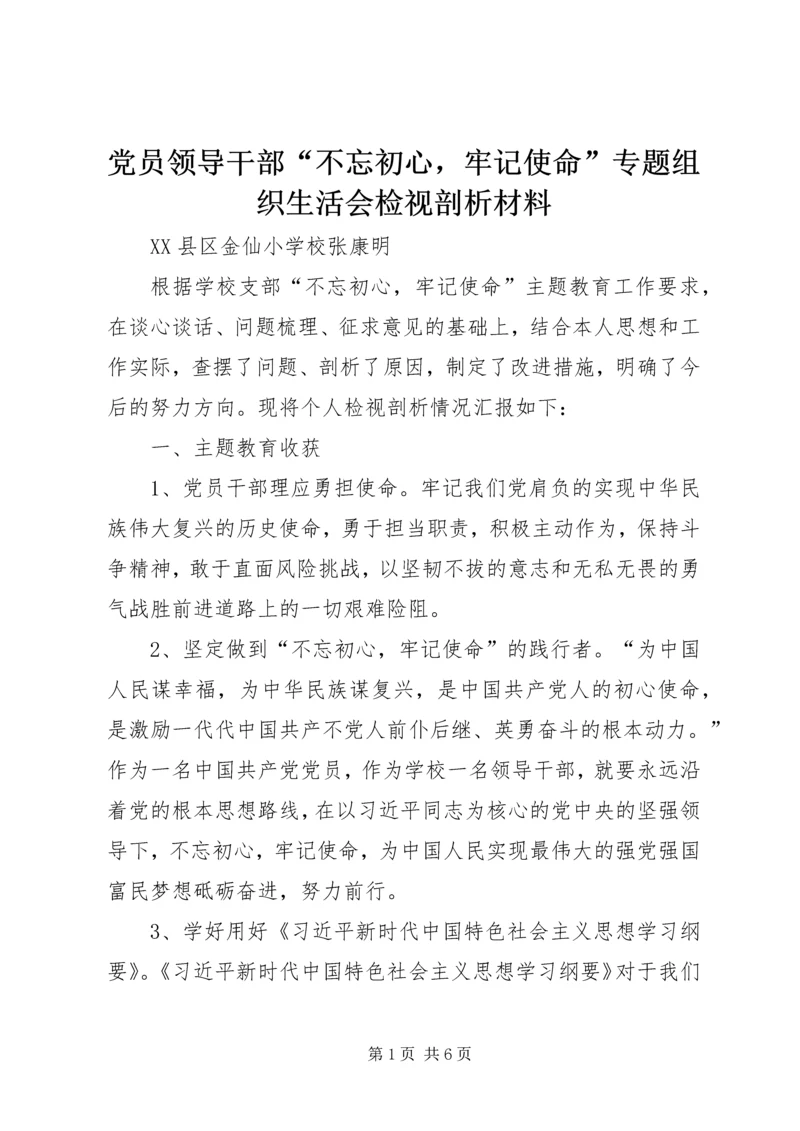 党员领导干部“不忘初心，牢记使命”专题组织生活会检视剖析材料.docx