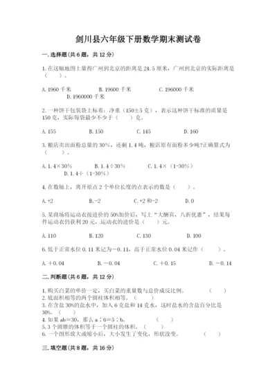剑川县六年级下册数学期末测试卷精选.docx