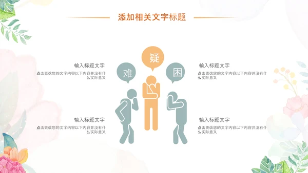 小清新时尚文艺韩范手绘花卉ppt动态模板