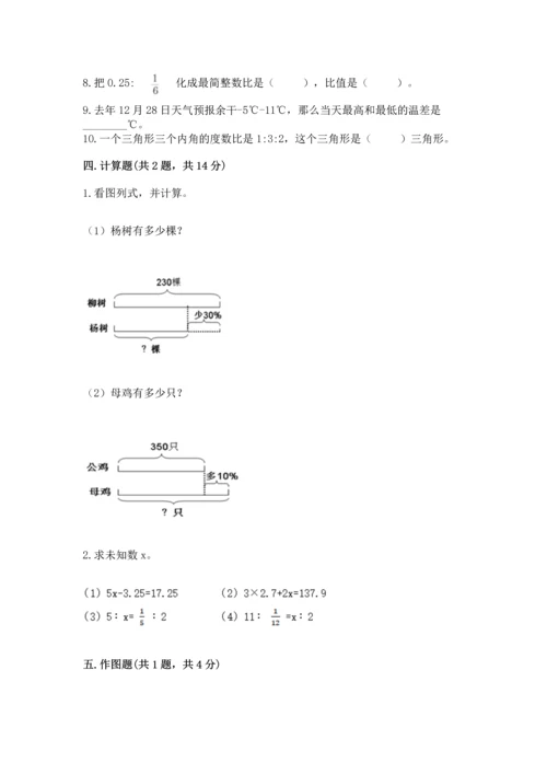 人教版六年级下册数学期末测试卷及参考答案（夺分金卷）.docx