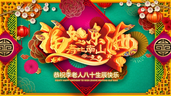 寿宴祝寿福如东海寿星寿宴大寿PPT片头