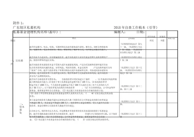 私募机构自查工作底稿