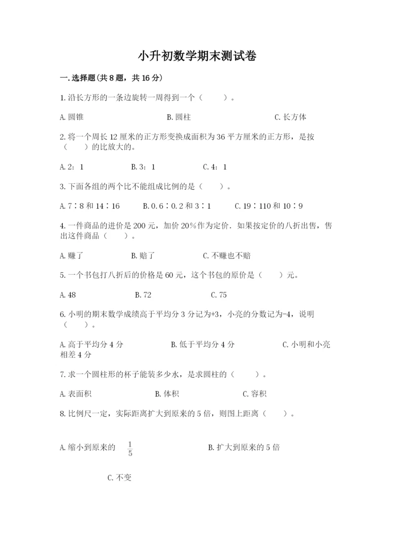 小升初数学期末测试卷a4版.docx