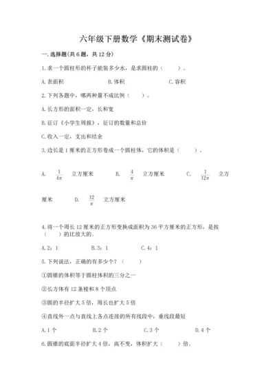 六年级下册数学《期末测试卷》含答案（预热题）.docx