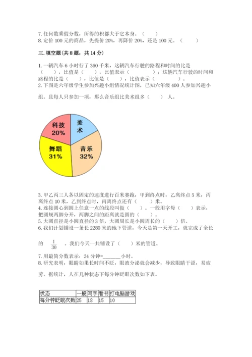 小学数学六年级上册期末测试卷附完整答案（全国通用）.docx