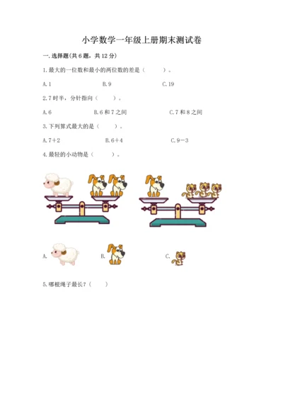小学数学一年级上册期末测试卷精品（各地真题）.docx