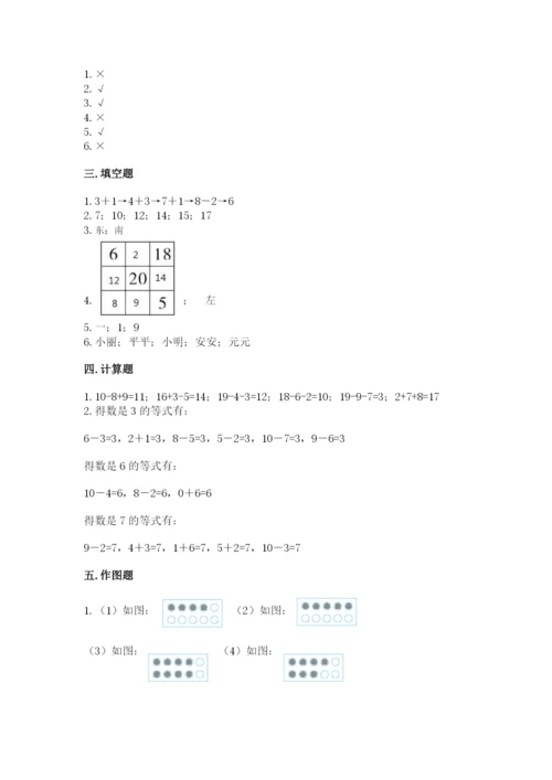 小学一年级上册数学期末测试卷及参考答案ab卷.docx