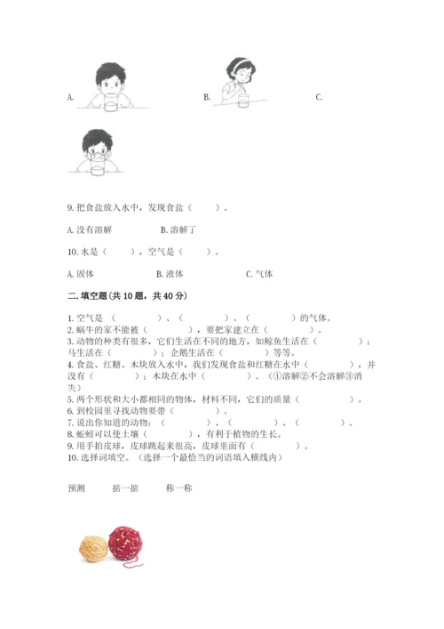 教科版一年级下册科学期末测试卷（实用）word版.docx