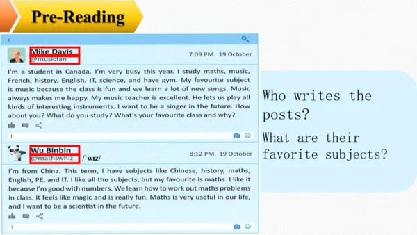 Unit 4 My favourite subject Section B reading课件