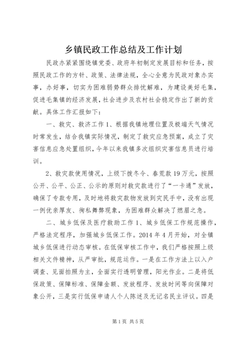 乡镇民政工作总结及工作计划.docx