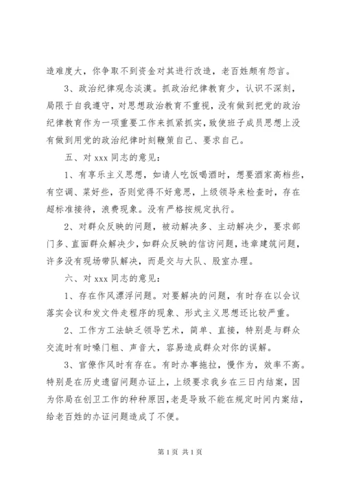 班子成员相互之间拟批评意见.docx