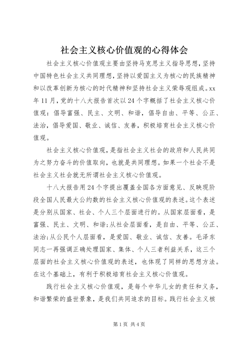 社会主义核心价值观的心得体会.docx