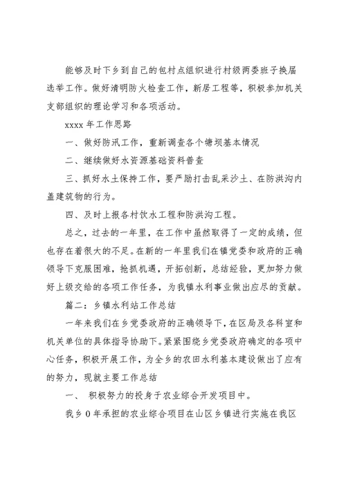 乡镇水利工作总结