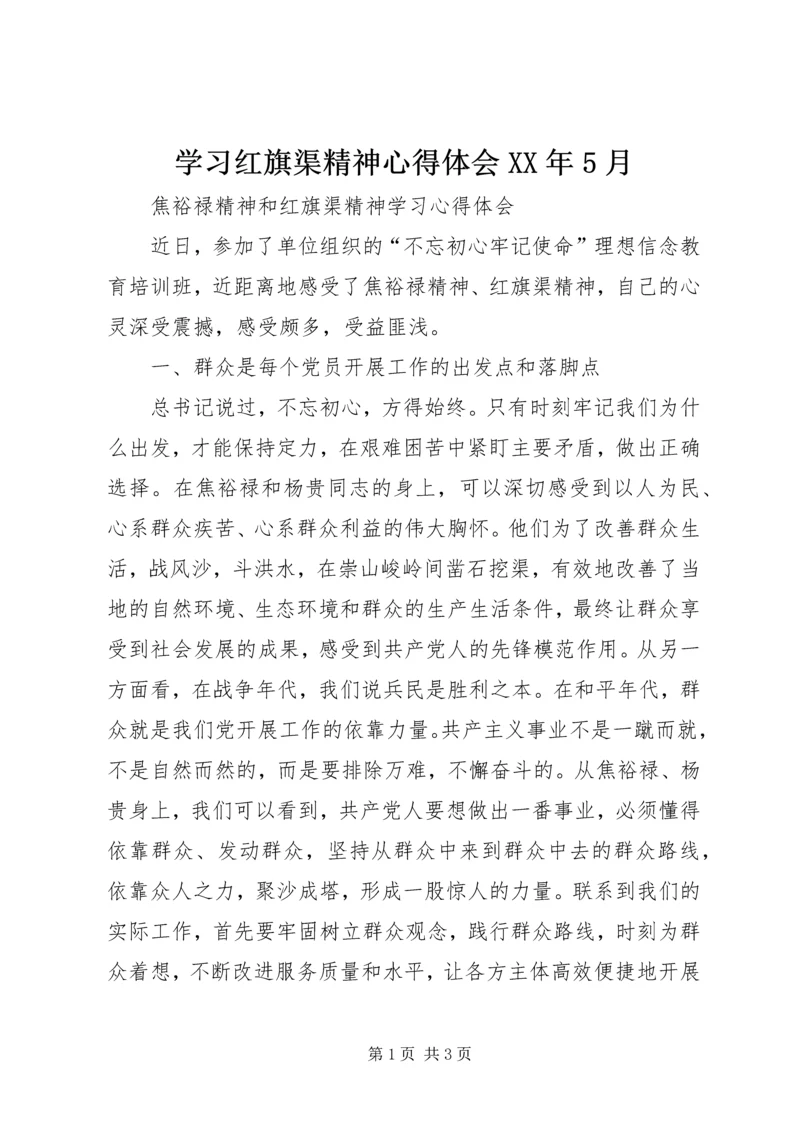 学习红旗渠精神心得体会XX年5月精选.docx