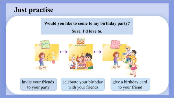 Unit 3  Would you like to come to my birthday part