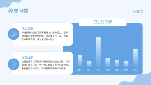 蓝色卡通风卫生习惯养成PPT