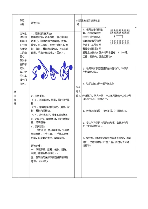 七年级体育前滚翻教案