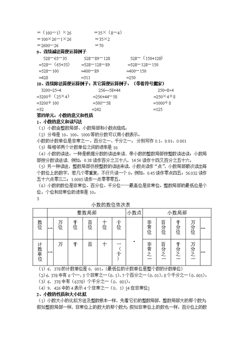 四年级下册数学知识点总结1